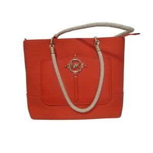Michael Kors Orange Canvas Weave Tote Satchel - NWOT - Double Handles